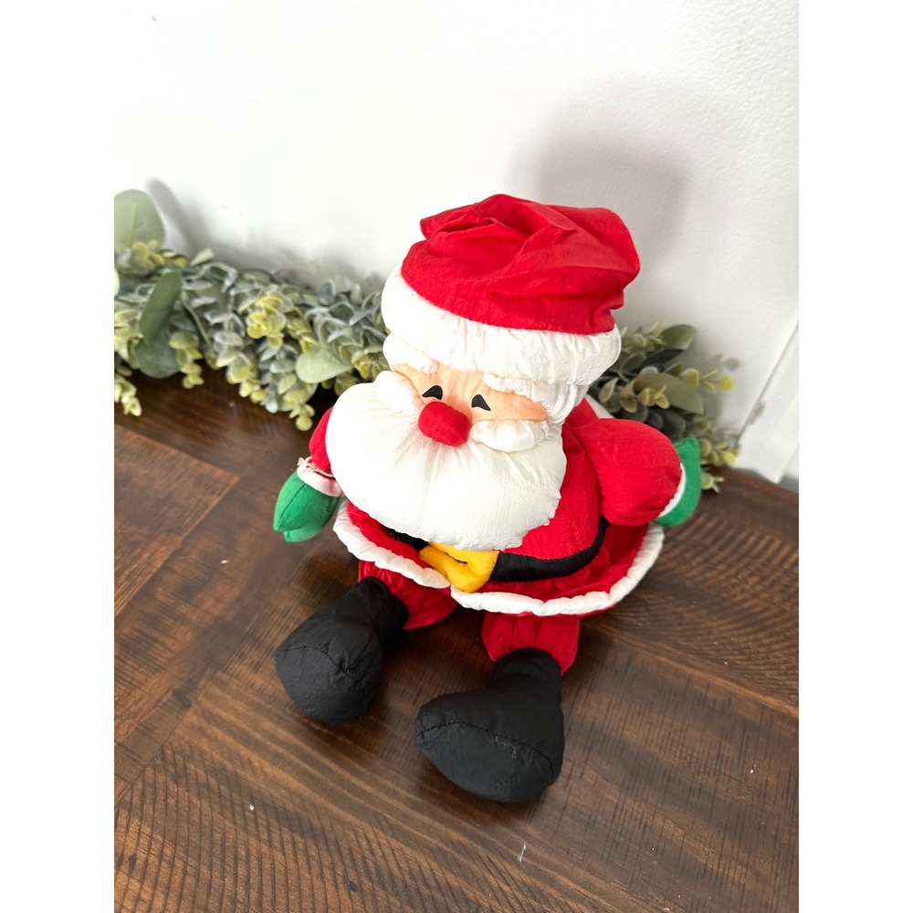 Vintage Nylon Santa Claus Hallmark Puffy Parachute stuffed Christmas - Picture 9 of 9